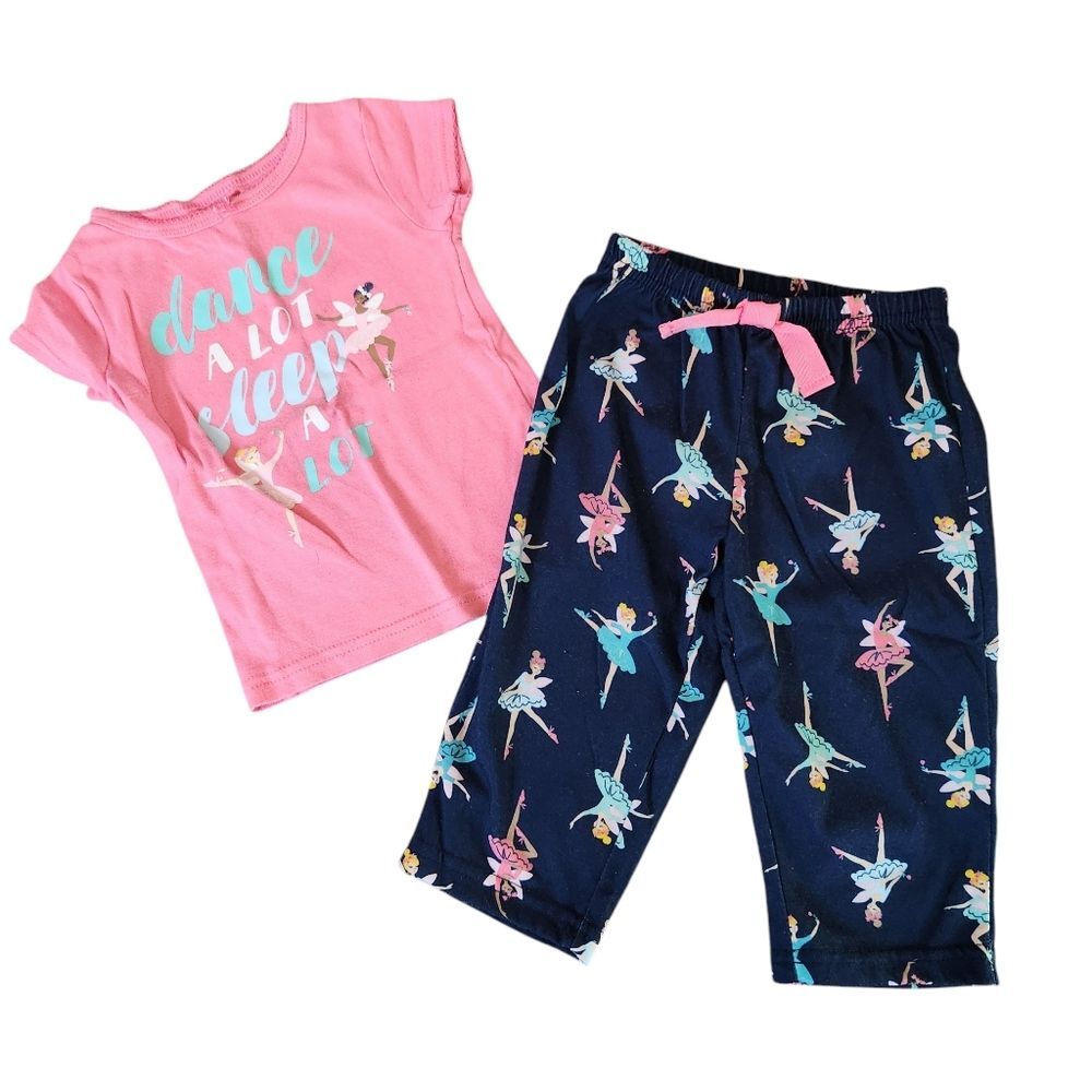 Carter's Girls 2-piece Dancer Short Sleeve Top/Bottoms Pajama Set Size 18 months